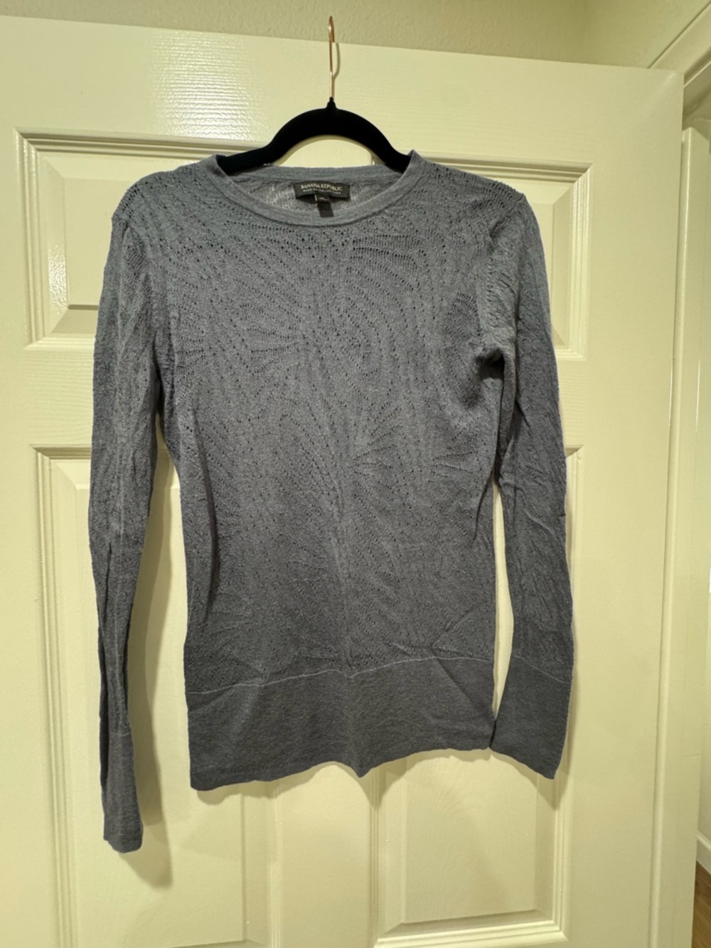 Banana Republic Open-Weave Crewneck Sweater - Slate